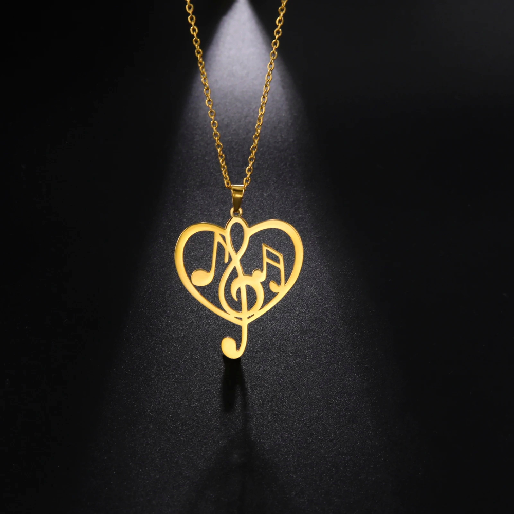 Collier Coeur Musique doré