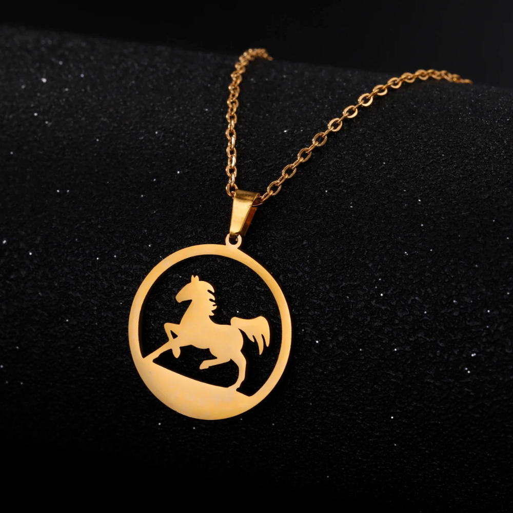 Collier pendentif Cheval doré