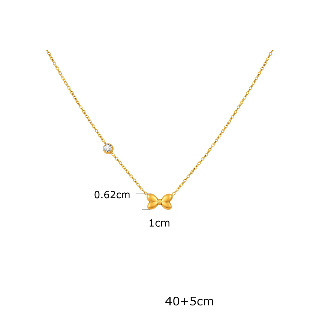 Collier Petit Noeud Or acier