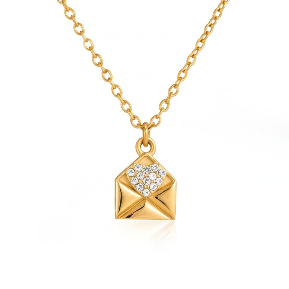 Collier Enveloppe Strass