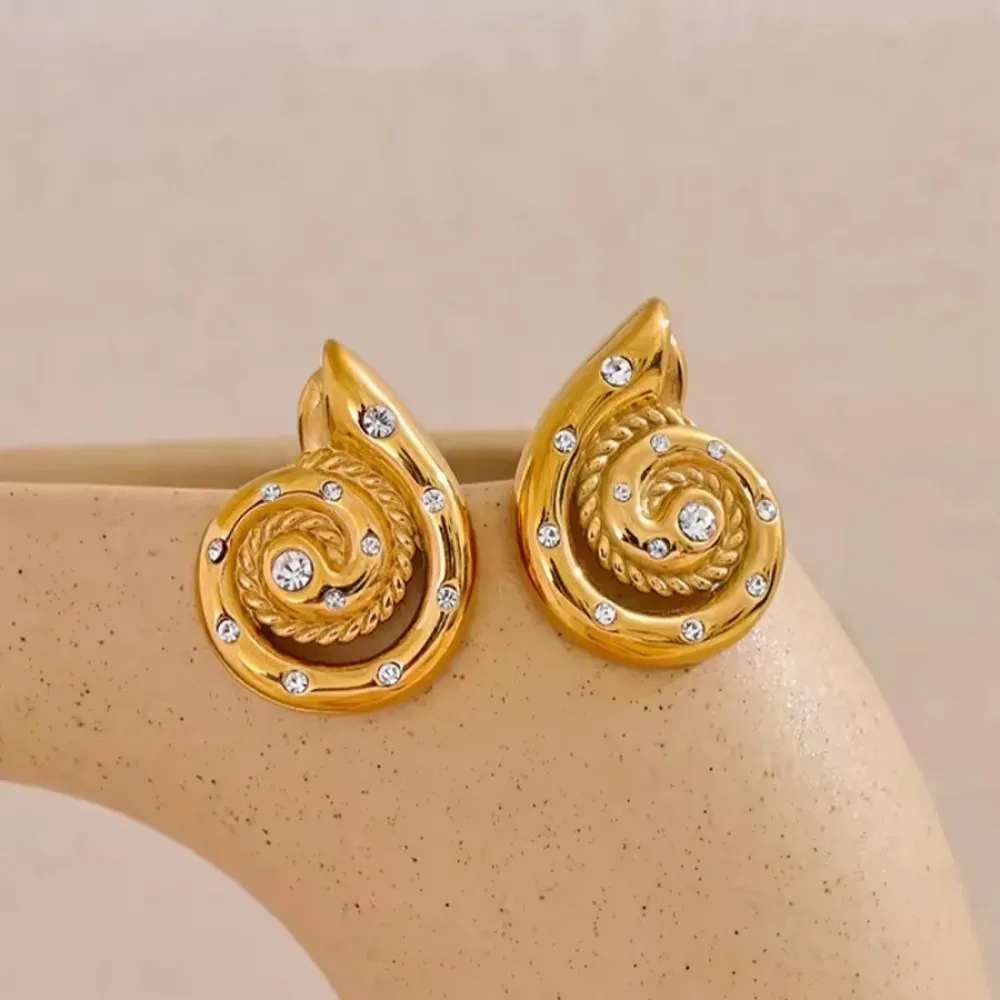 Boucles d'Oreilles Coquillage Strass acier