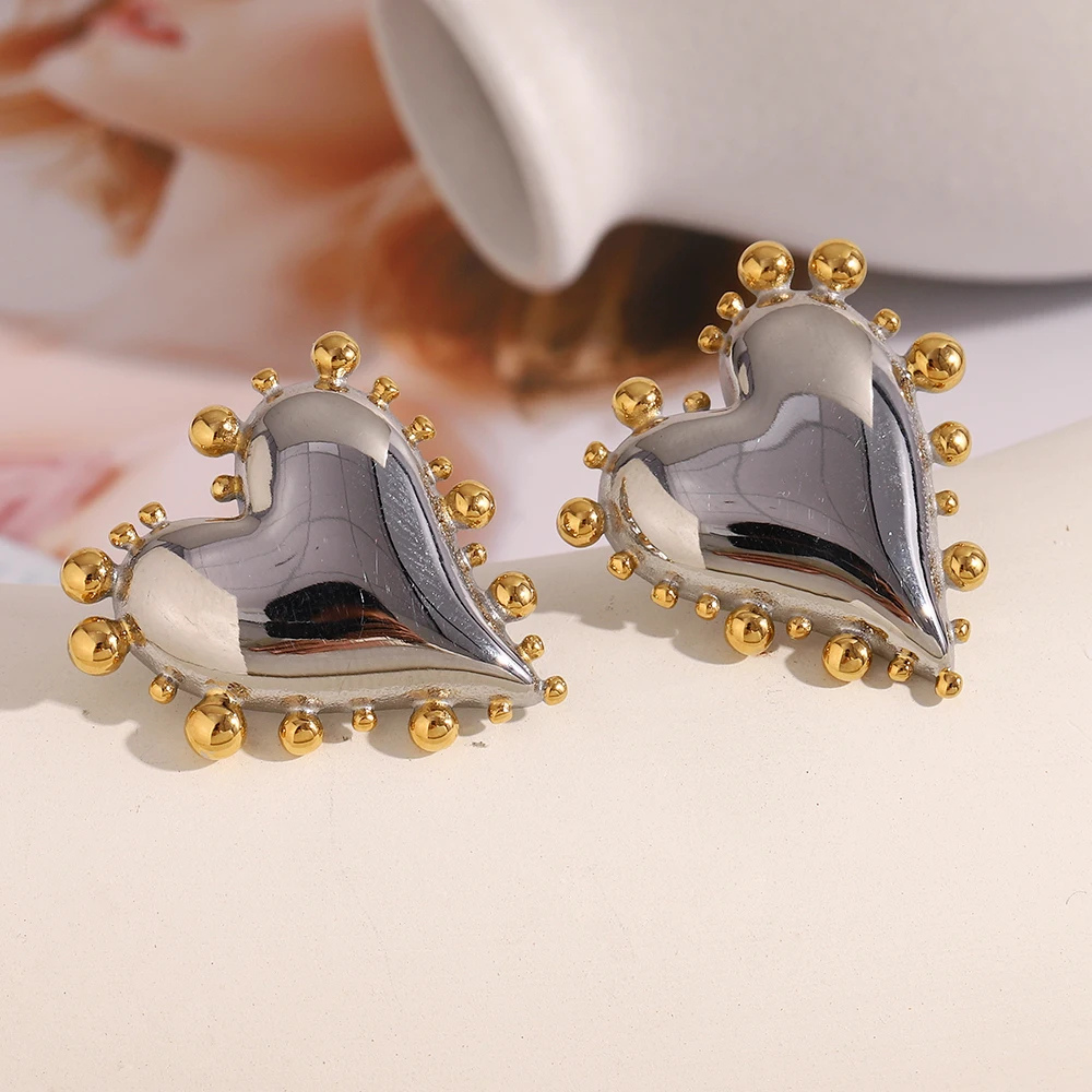 Boucles d'Oreilles Coeur Bicolore doré femme