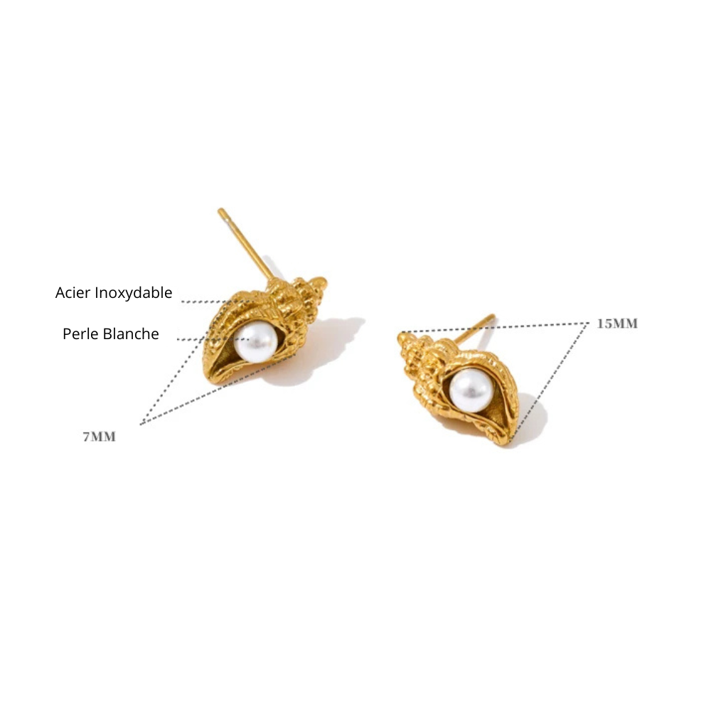 Boucles d'Oreilles Coquillage Perle femme