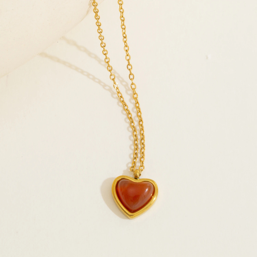 Collier Coeur Résine Rouge fille