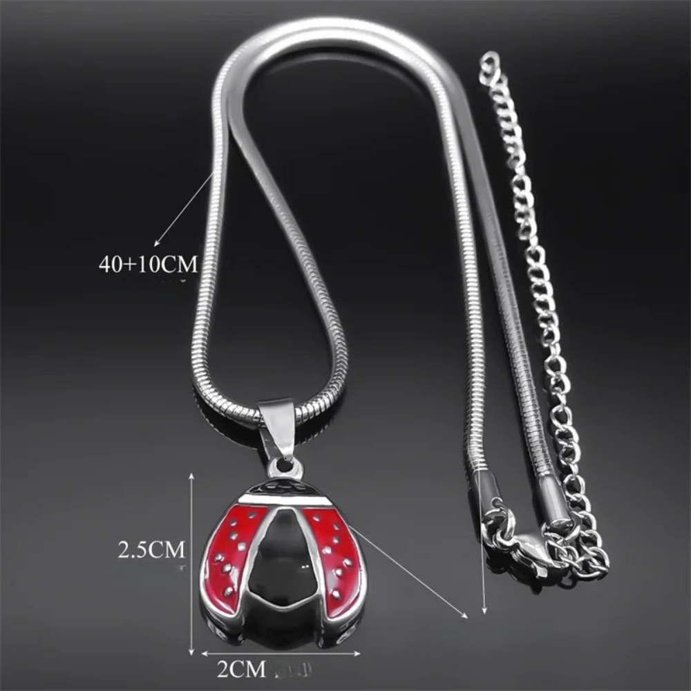 Collier Coccinelle Acier pendentif