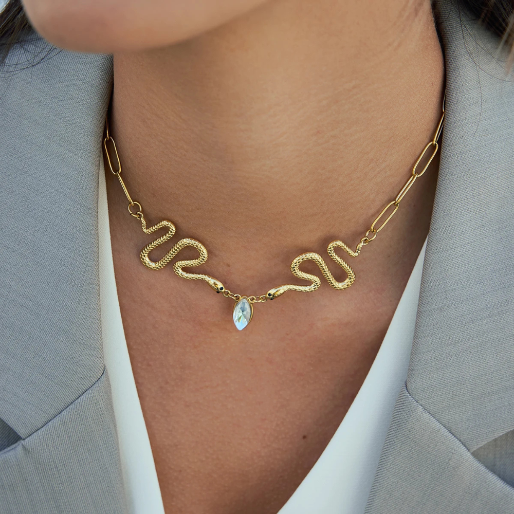 Collier Serpent Diamant pendentif