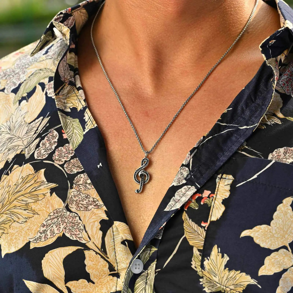 Collier Clé de Sol Homme noir