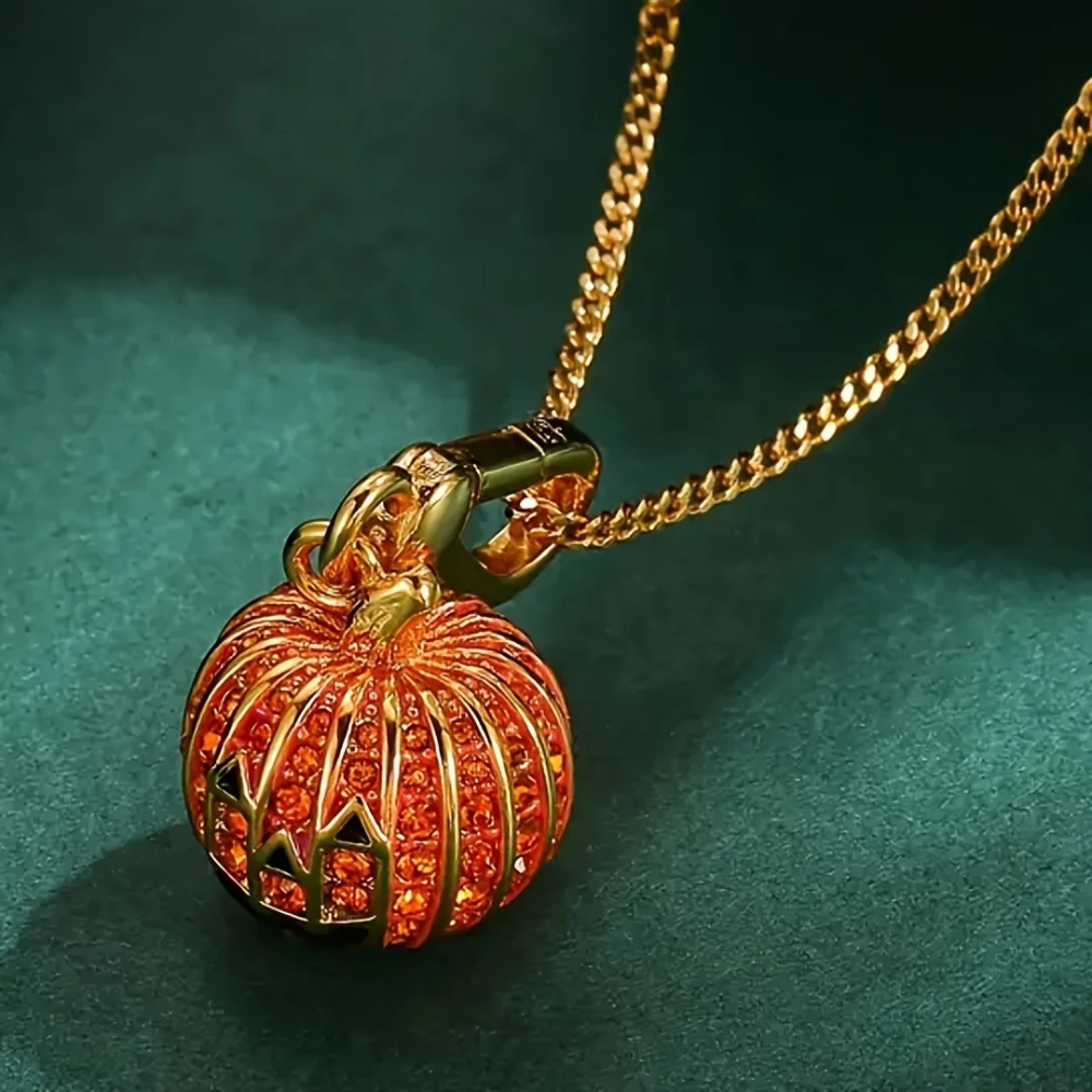 Collier Pendentif Citrouille Halloween acier