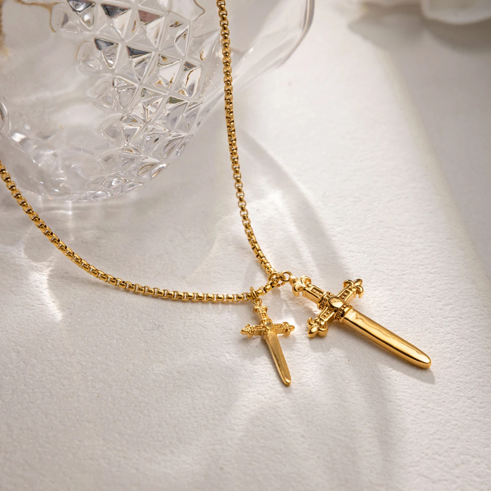 Collier Double Croix Femme strass