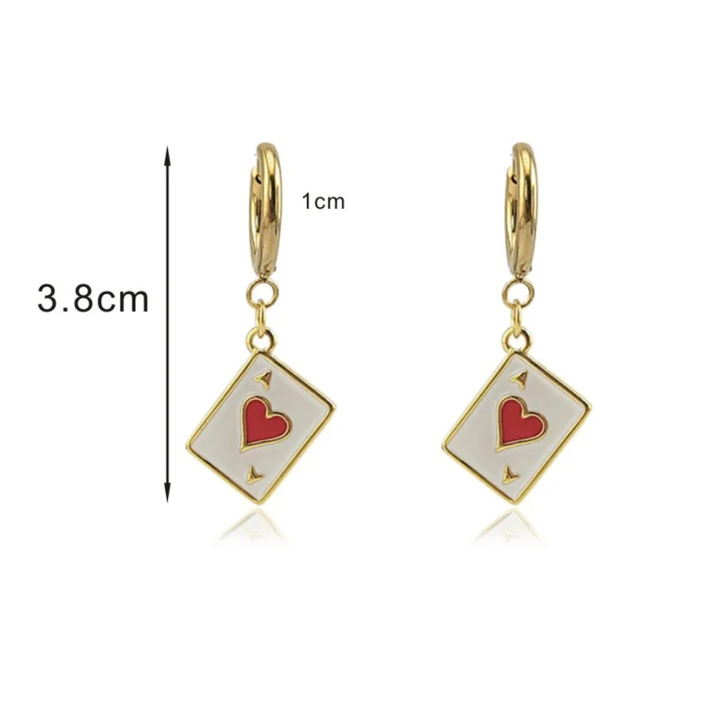 Boucles d'Oreilles Carte As de Cœur femme