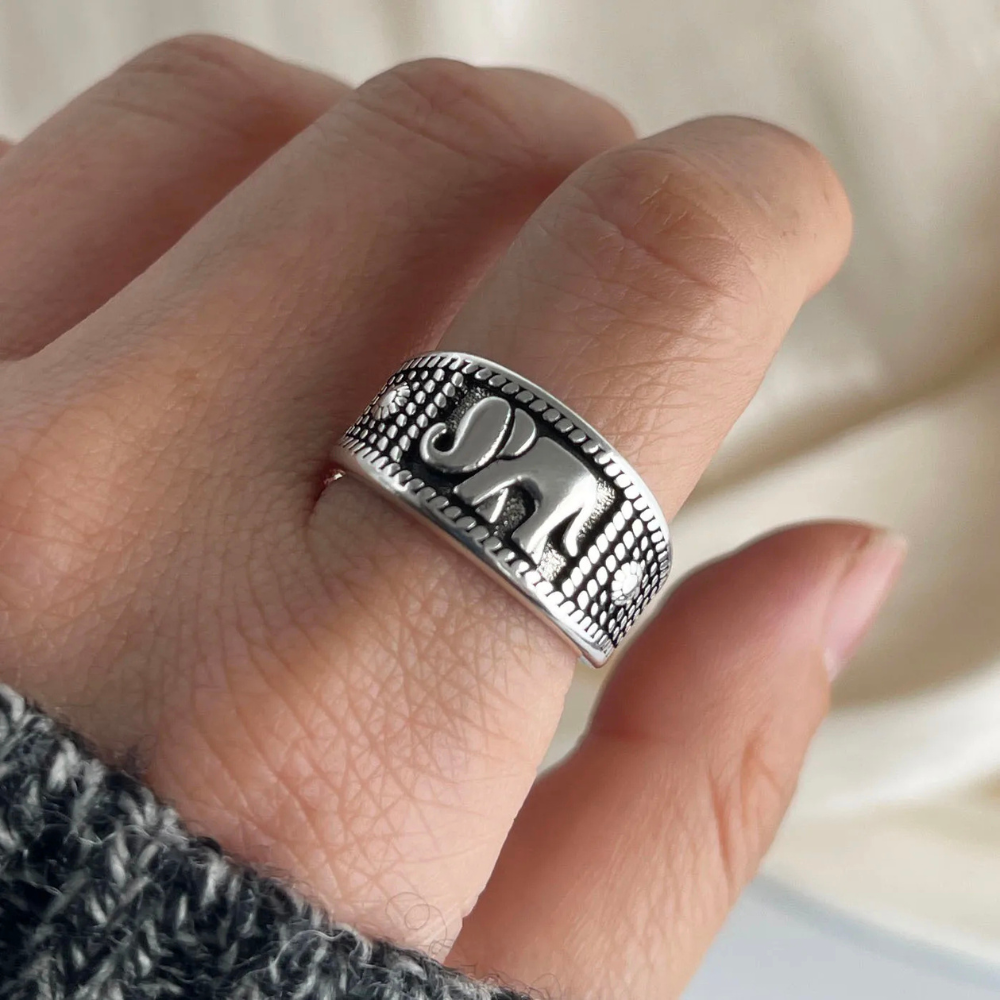 Bague Éléphant Ethnique acier