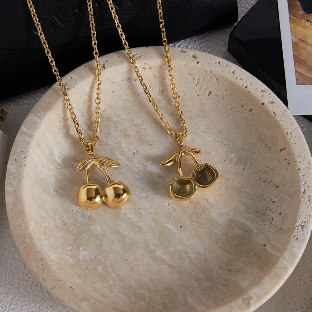 Collier Cerise Or Femme acier