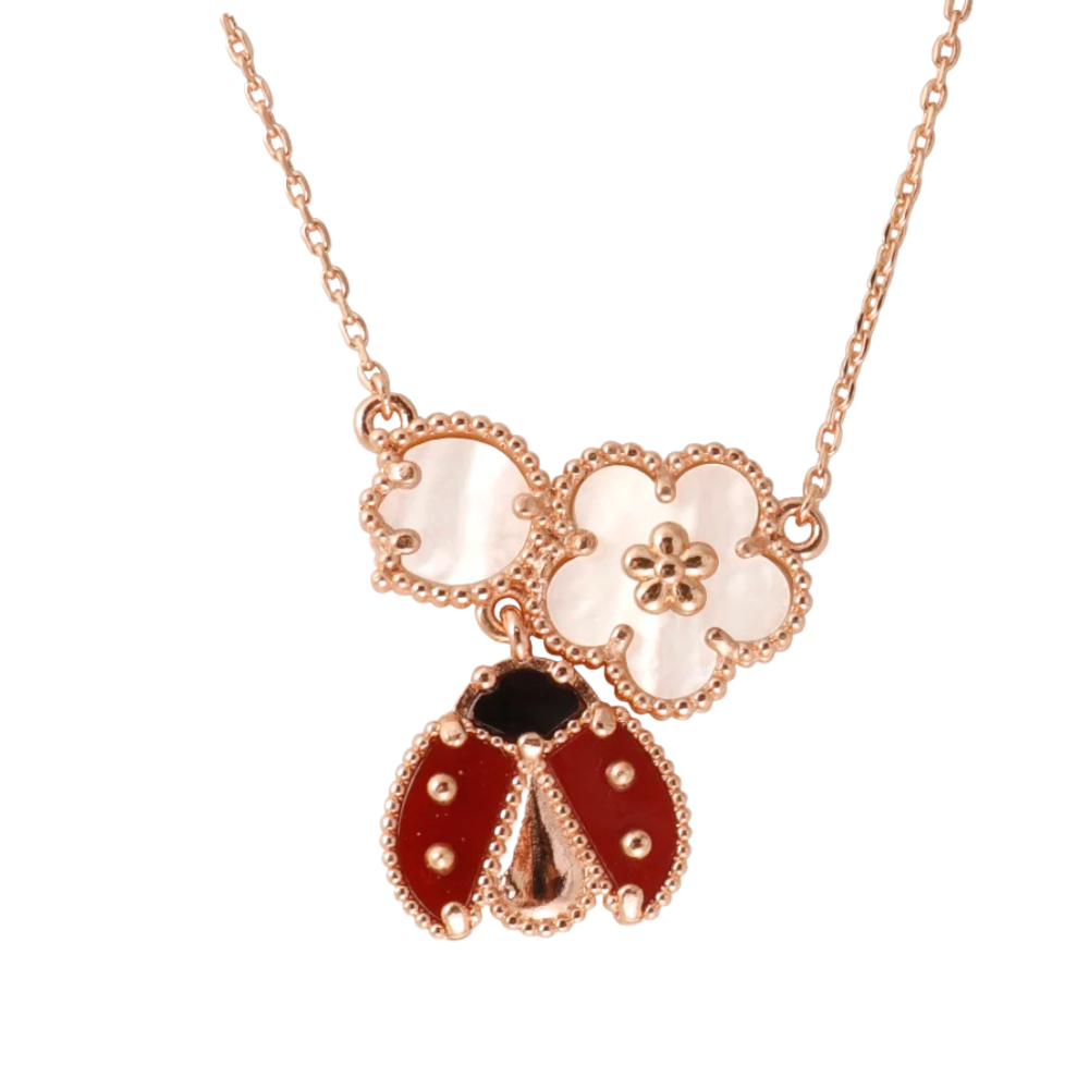 Collier Coccinelle et Fleur