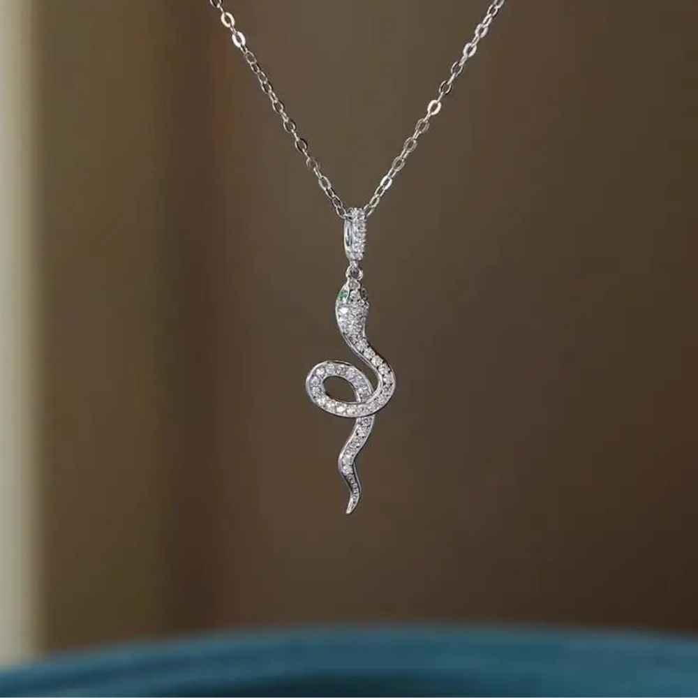 Collier Serpent Strass acier inox