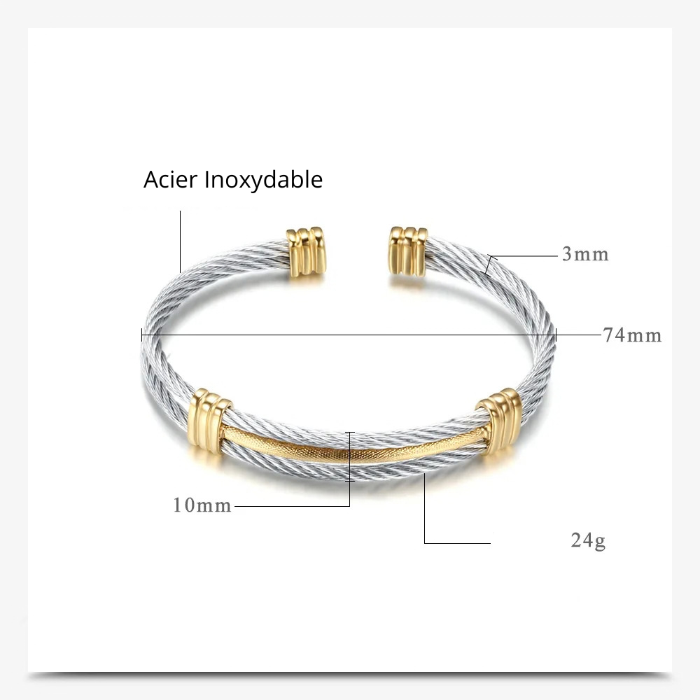 Bracelet Homme Cable Acier taille