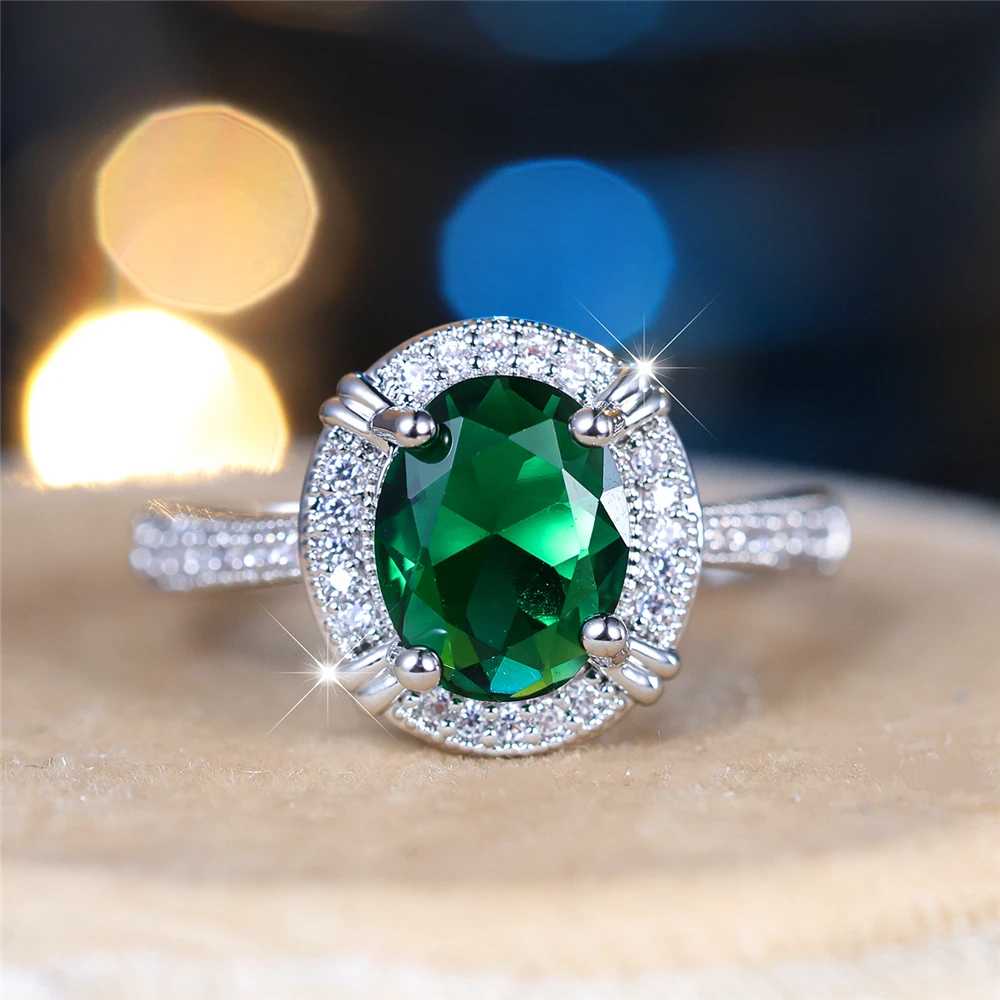 Bague Argent et saphir Verte