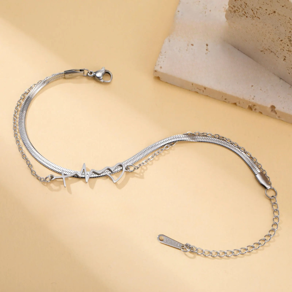 Bracelet Battement de Cœur Femme argenté