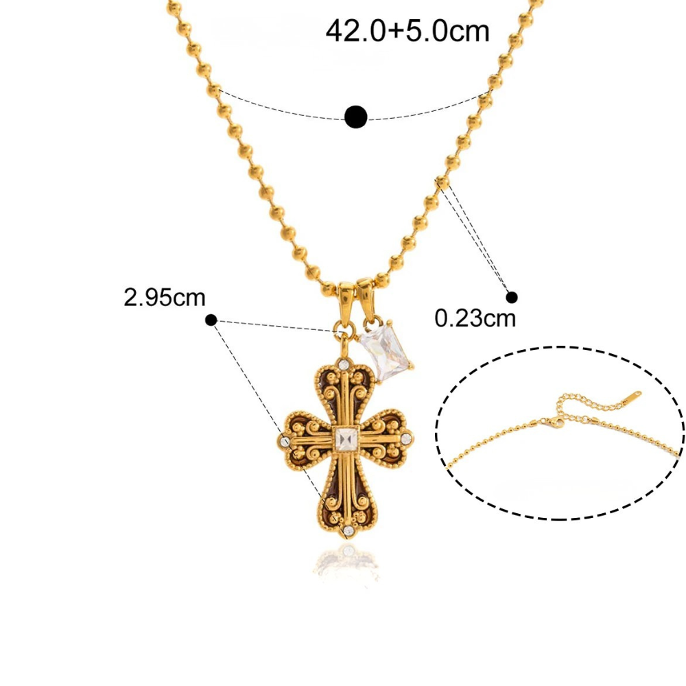 Collier Croix Vintage noire
