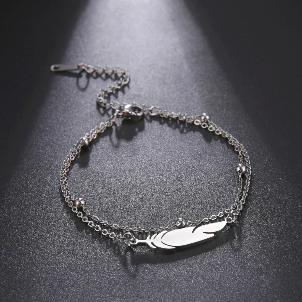Bracelet Plume Femme argent