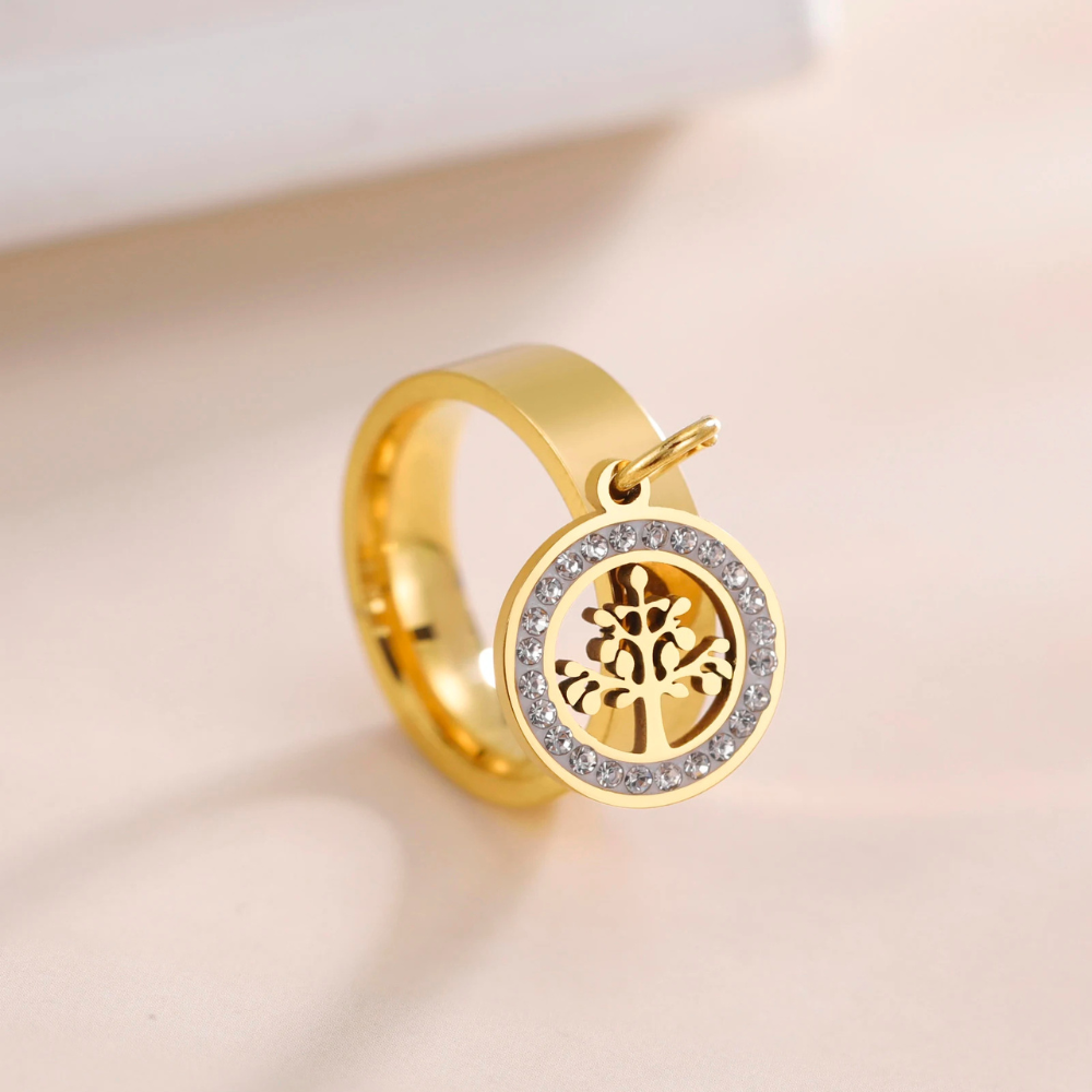 Bague Breloque Arbre de Vie or