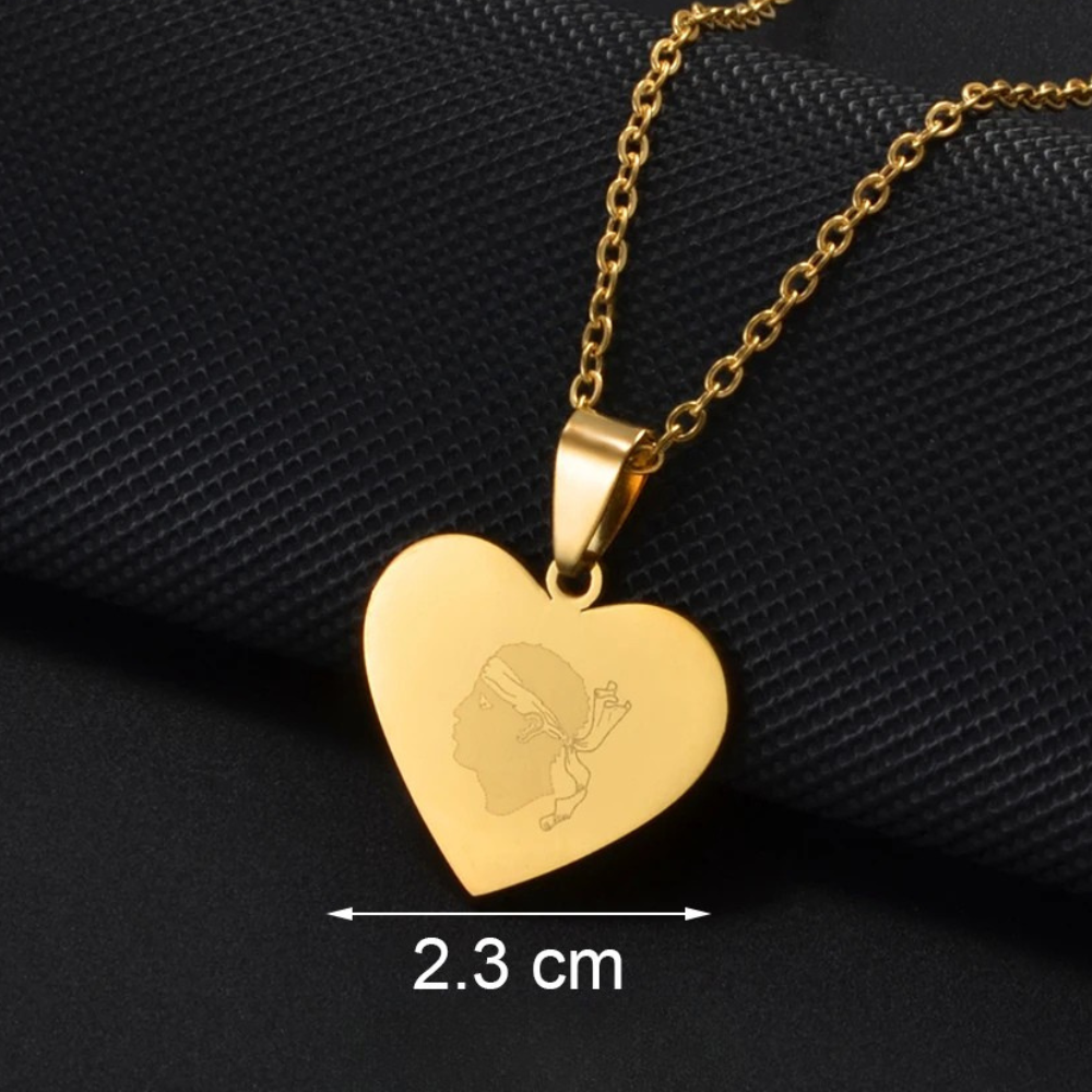 Collier Corse Coeur acier inoxydable