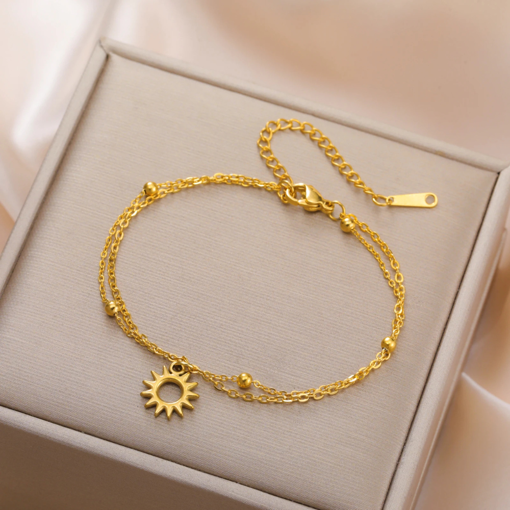 Bracelet Soleil Acier Inoxydable or