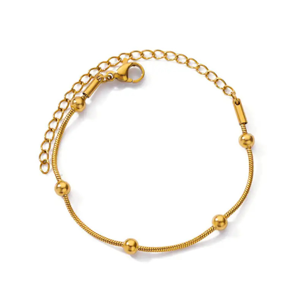Bracelet Or avec Boules Dorées