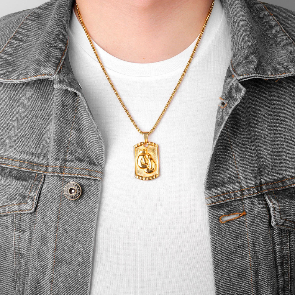 Collier Plaque Gants de Boxe homme