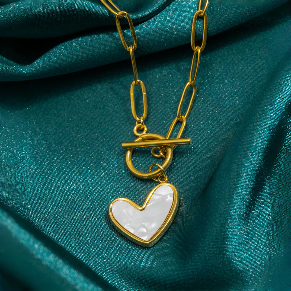 Collier Coeur Nacre doré