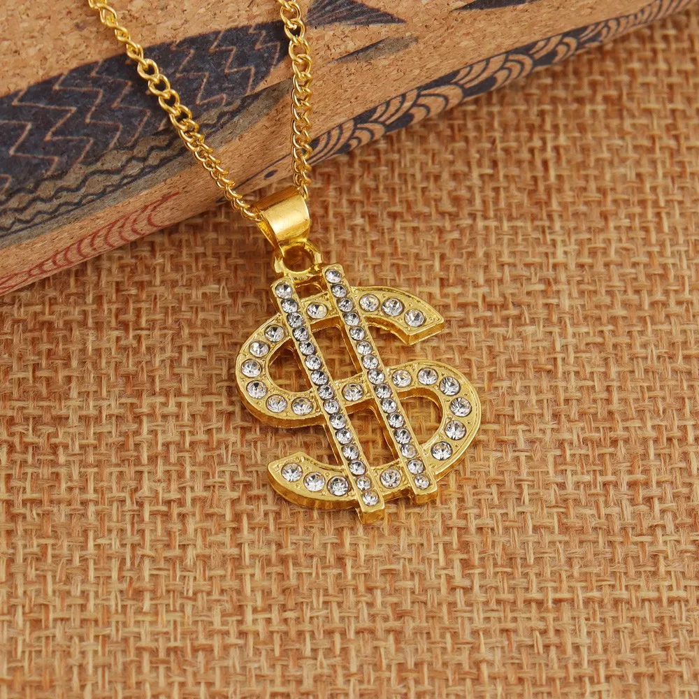 Collier Doré Brillant Dollar femme