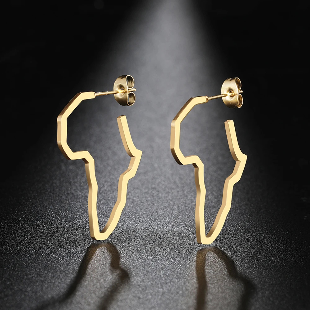 paire Boucles d'Oreilles symbole d'Afrique  or