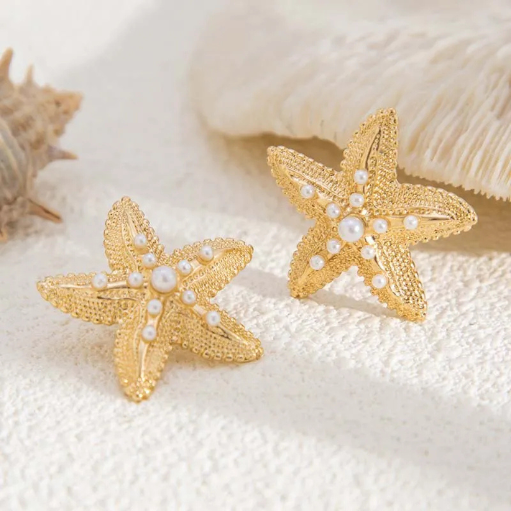 Boucles d'Oreilles Étoile de Mer Perles femme
