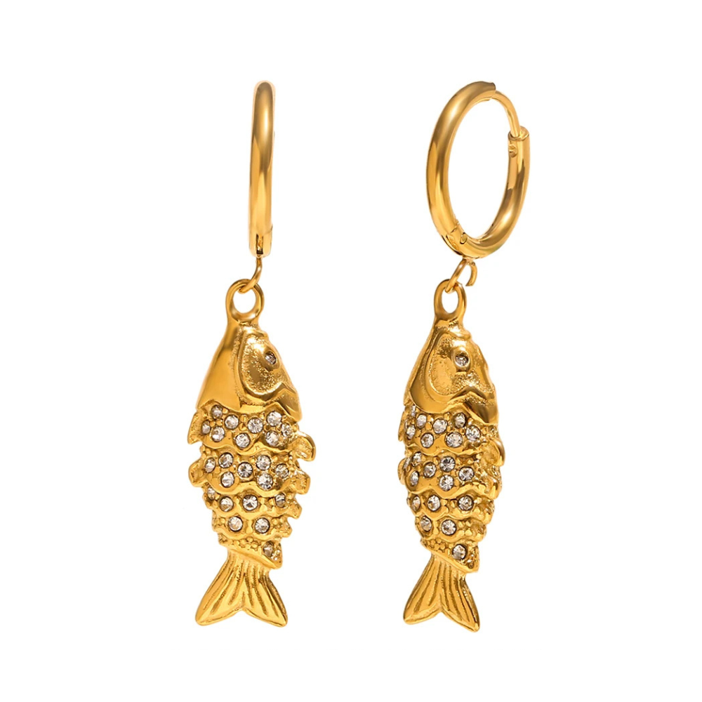 Boucles d'Oreilles Poisson Strass