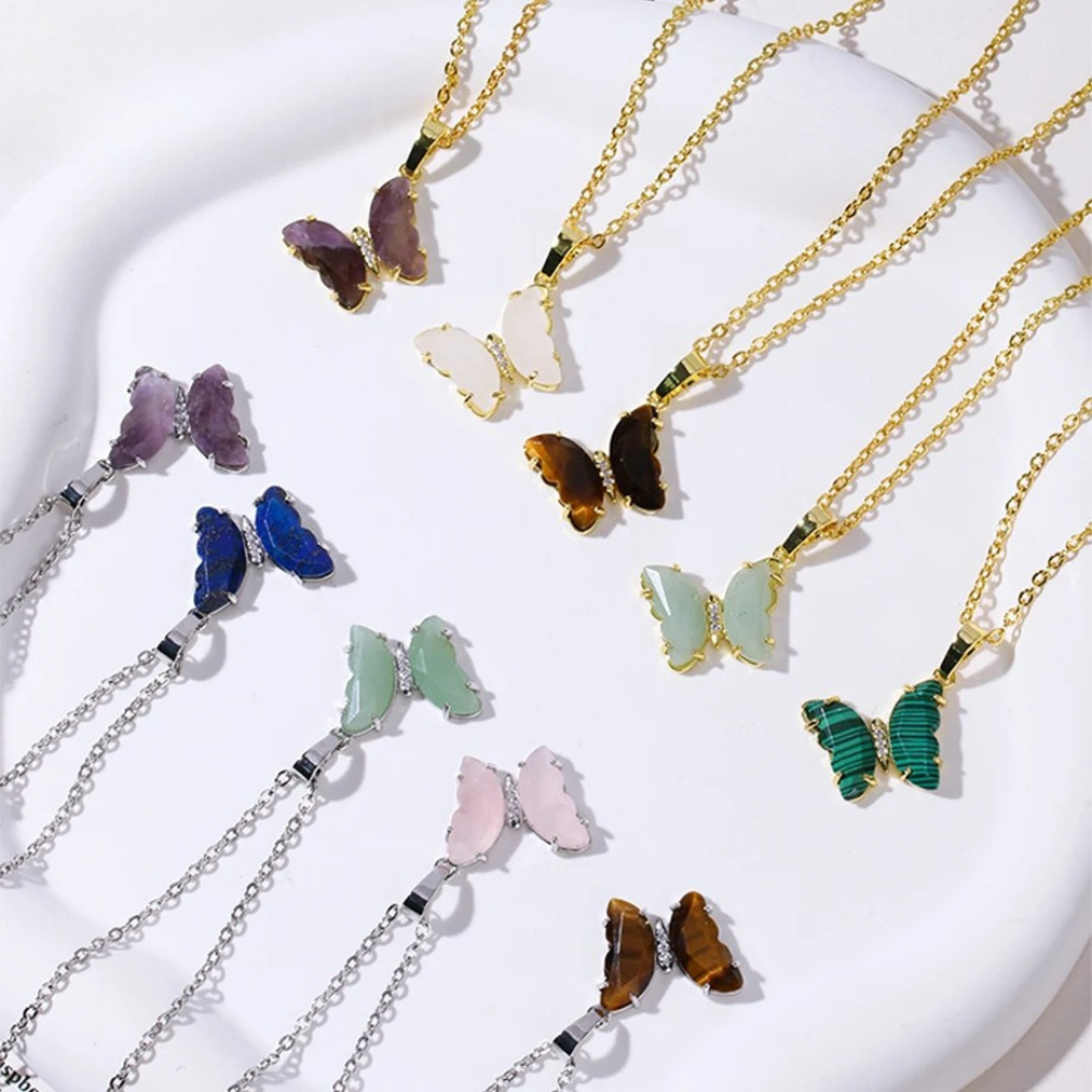 Collier Papillon Pierre Couleurs