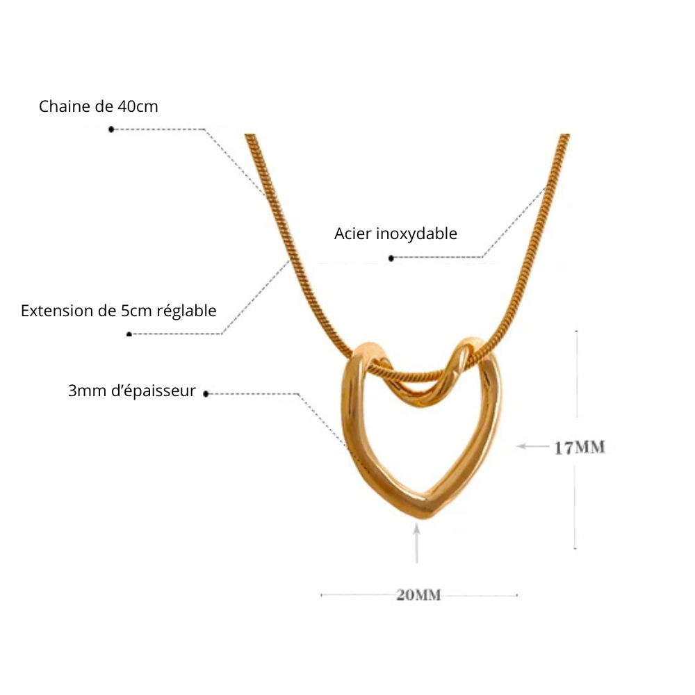 Collier Coeur Minimaliste or