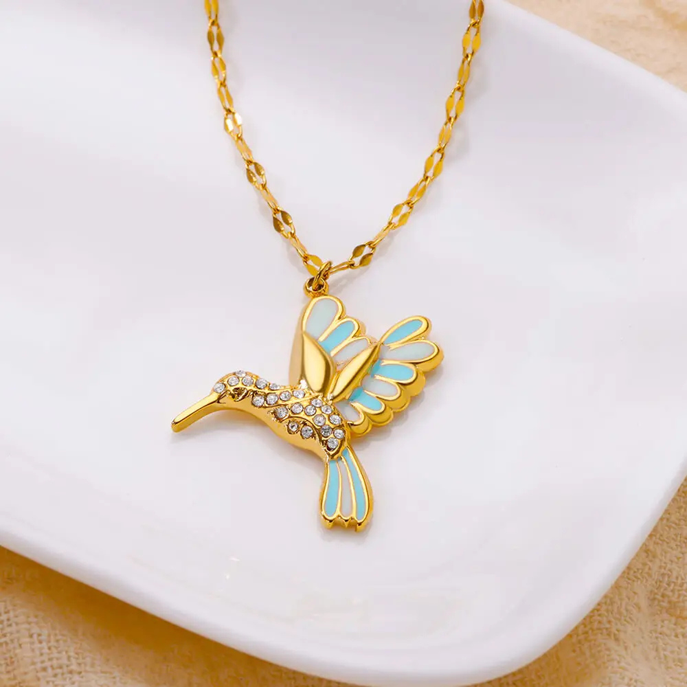 Collier pendentif Colibri doré