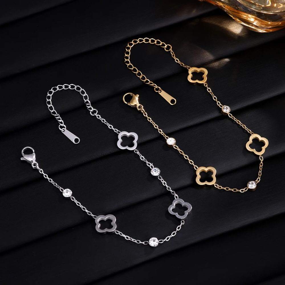 Bracelet Trèfle et Strass femme