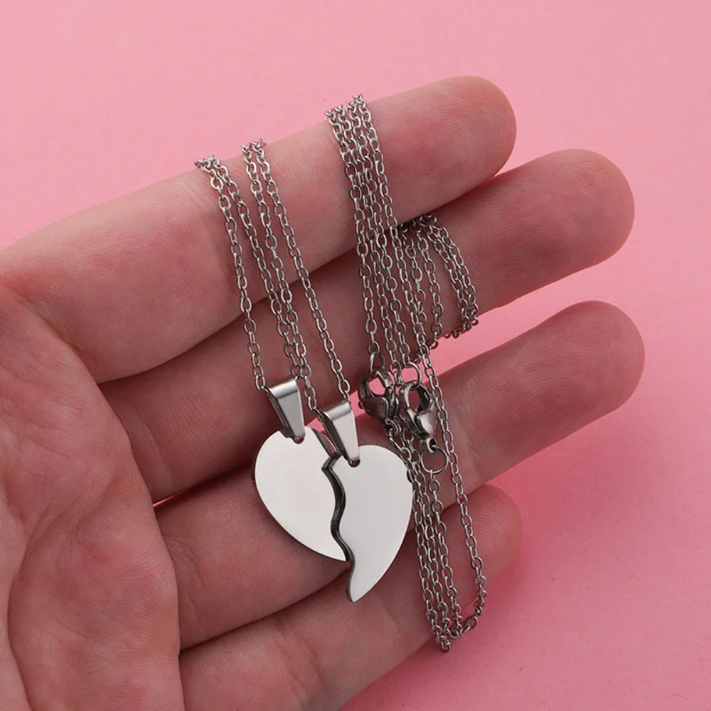 Collier Moitié Coeur argent