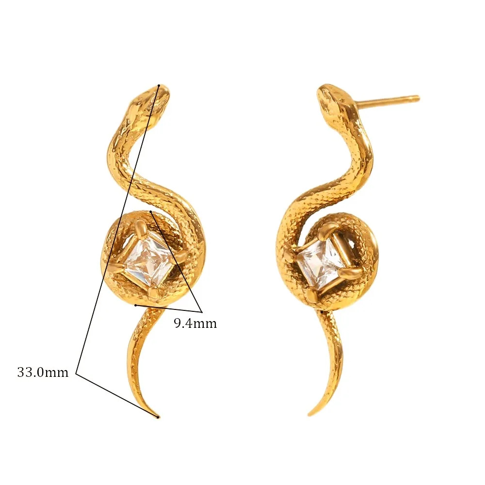 Boucles d'Oreilles Serpent Diamant doré