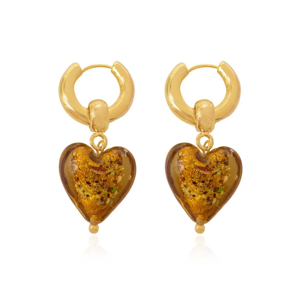 Boucles d'Oreilles Coeur Résinemarron