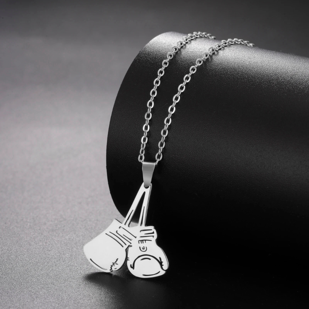 Collier Gants de Boxe Femme acier pendentif