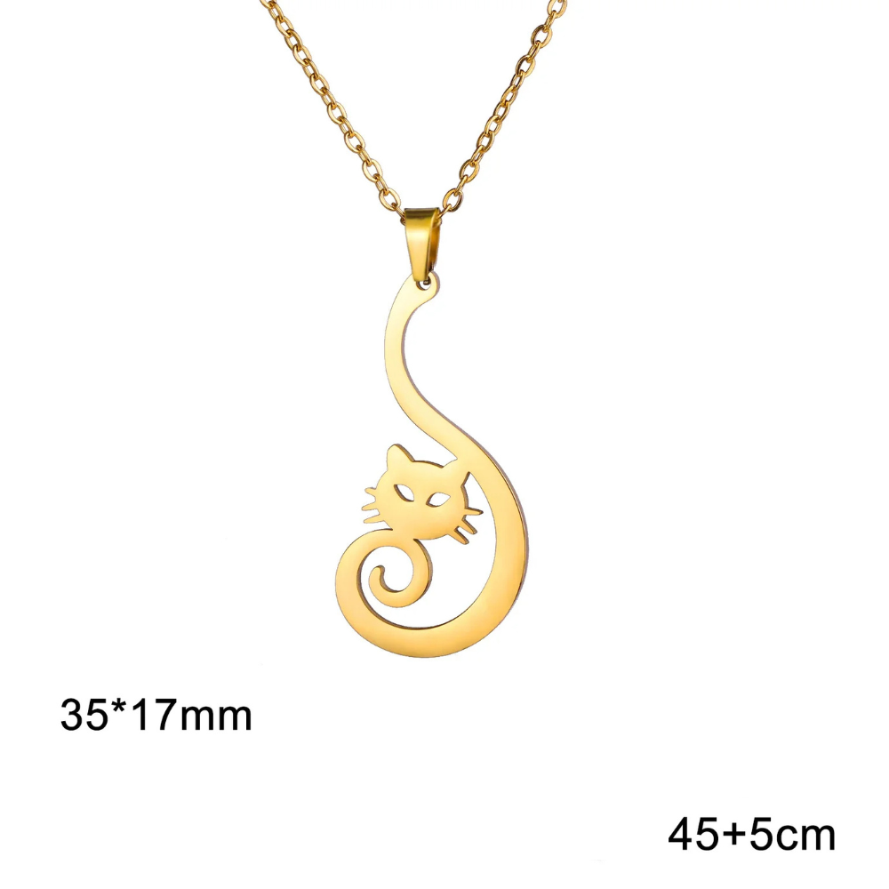 Collier Silhouette Chat Femme doré