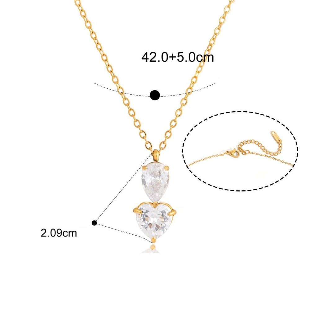 Collier Zircon Coeur or