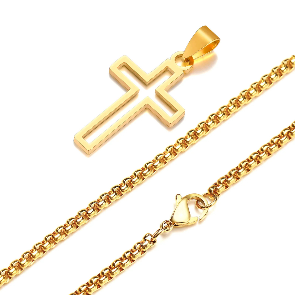 Collier Croix pendentif Homme or chaine