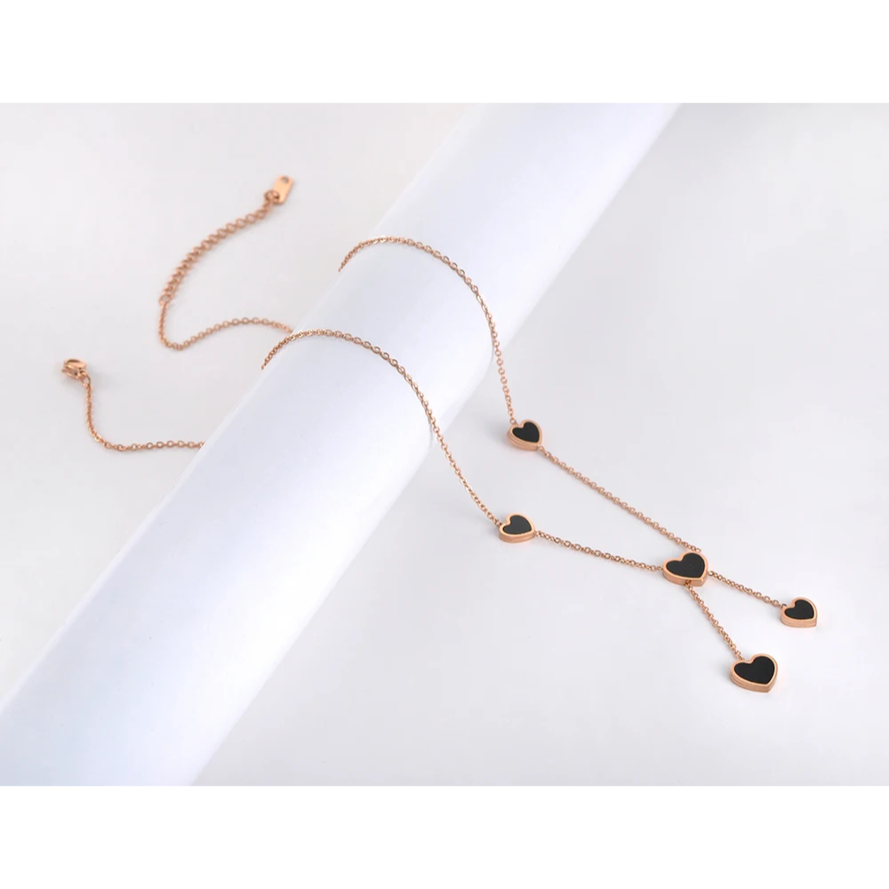 Collier Cœurs Double noir