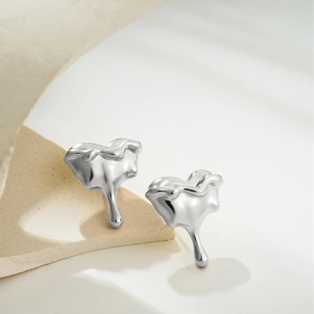 Boucles d'Oreilles Coeur qui degouline argent
