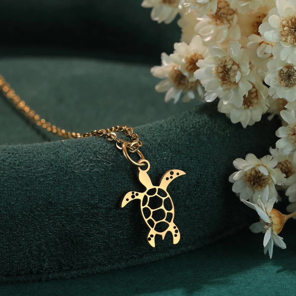 Collier Pendentif Tortue or