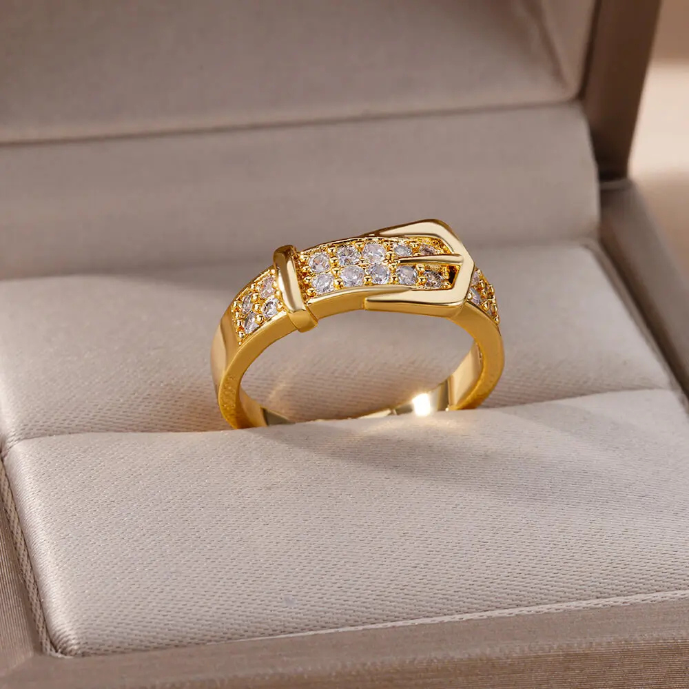 Bague Ceinture diamant acier