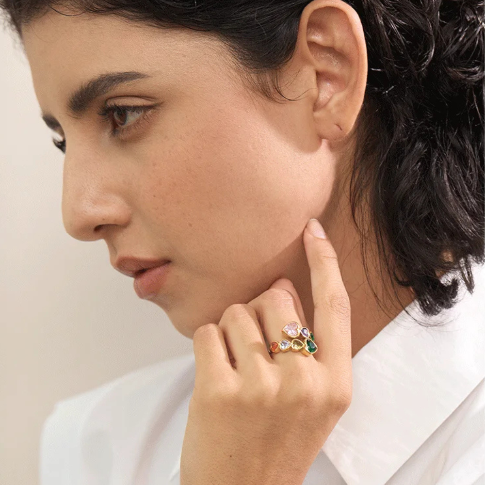 Bague 8 Coeurs Femme doré