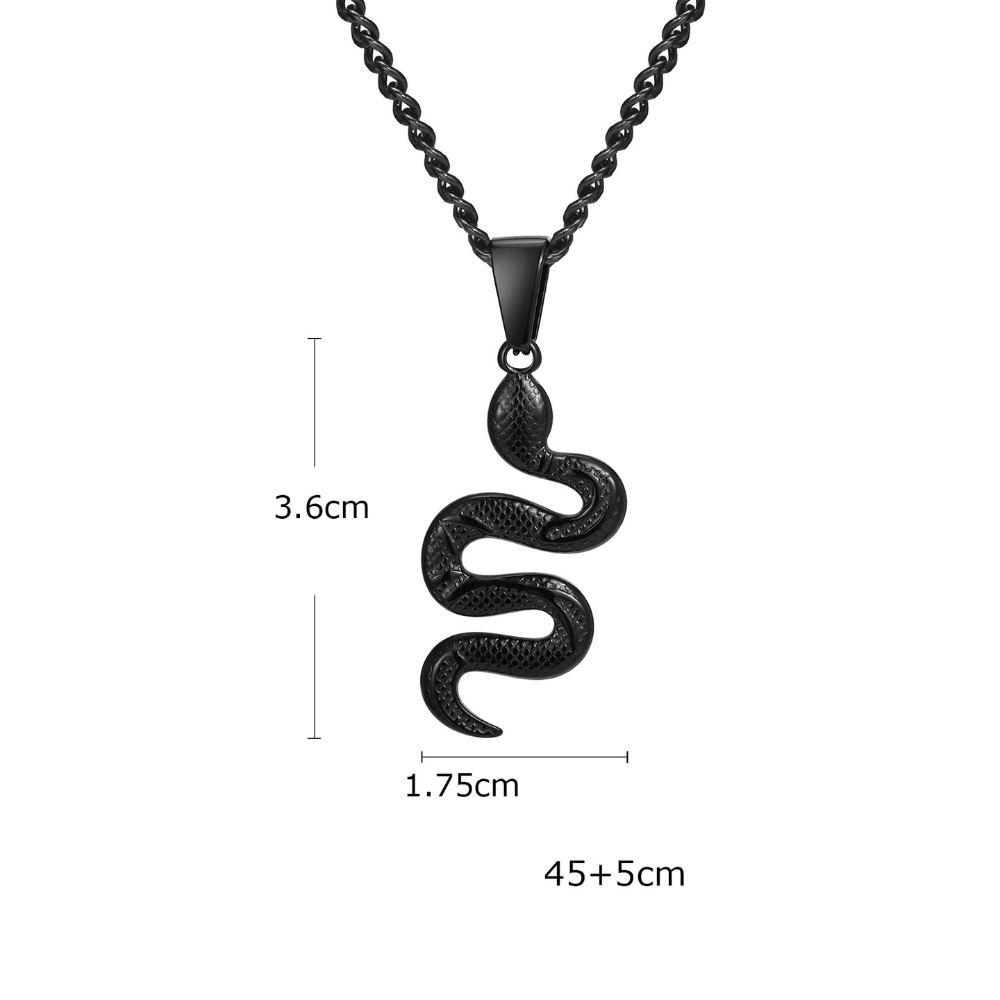 Collier Serpent Homme noir pendentif